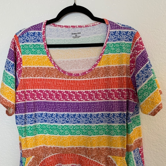 Svaha USA Steam Rainbow Twirl Dress XL Pockets Organic Cotton Teacher Math Artsy - Picture 2 of 15